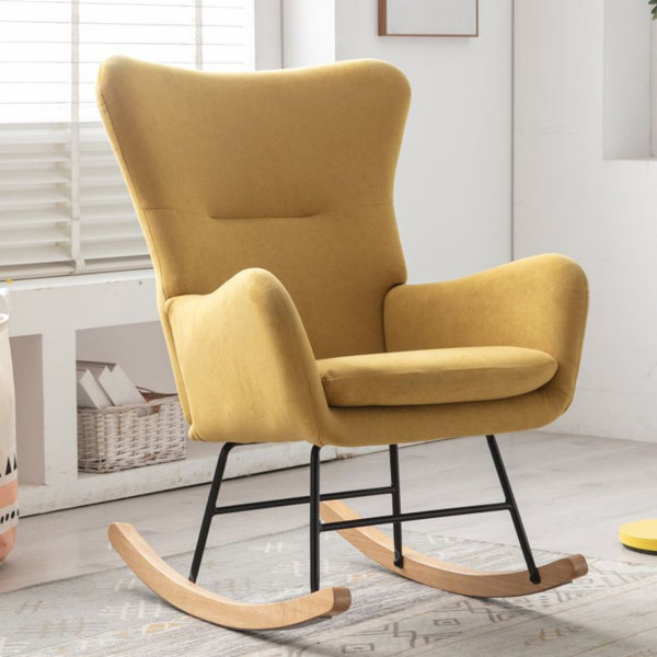 Isabelle & Max™ Simple Upholstered Rocking Chair With Solid Wood Arms